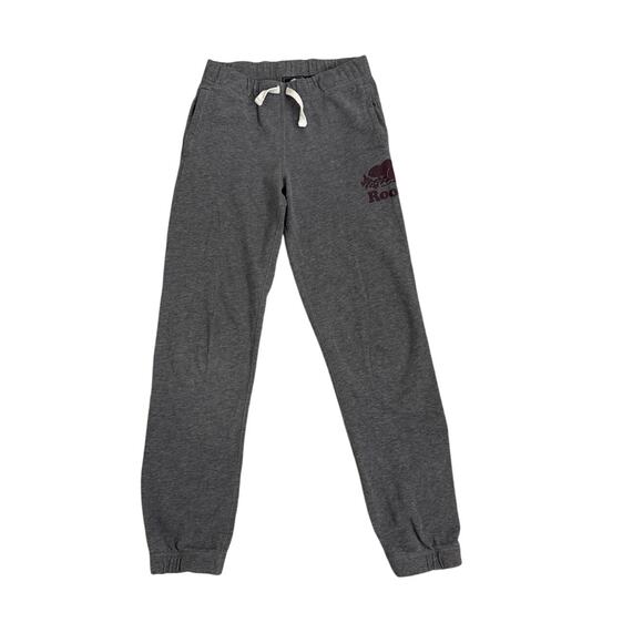 ROOTS Sweatpants Gray Maroon Logo Joggers Size Youth 12 - Picture 1 of 3